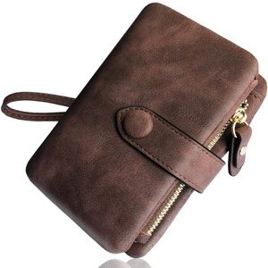 AOXONEL Bifold Leather Wristlet with Card holder id window